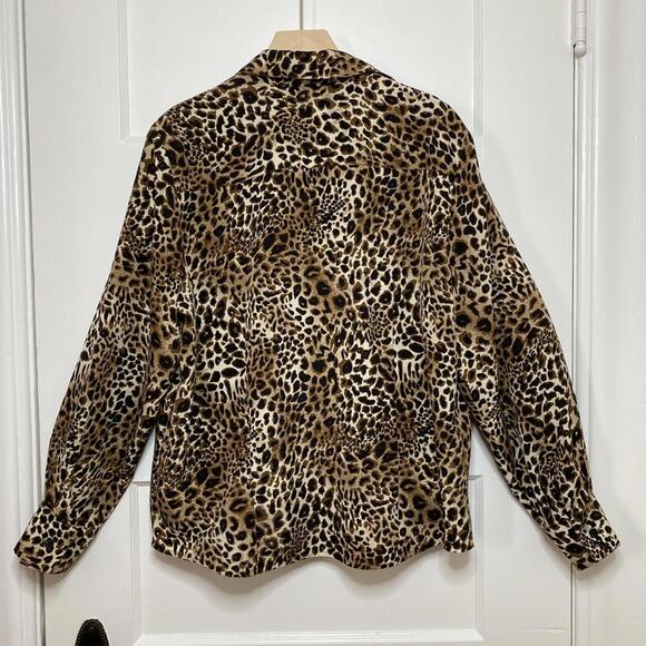 Notations Leopard Print Button-Up Shirt Womens XL Classic City Maximalist Preppy - Picture 4 of 11